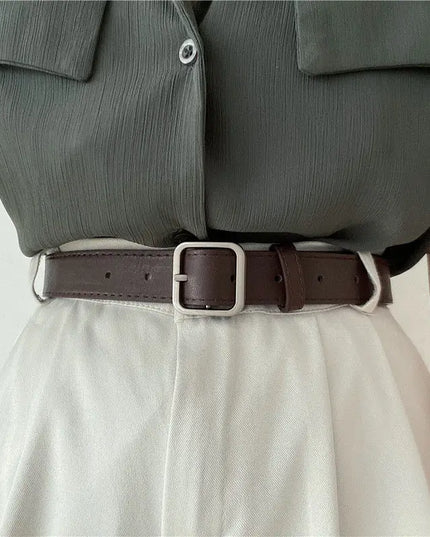 2013 new Korean fashion wild belt Chic students casual retro simple square buckle belt trouser belt men and women