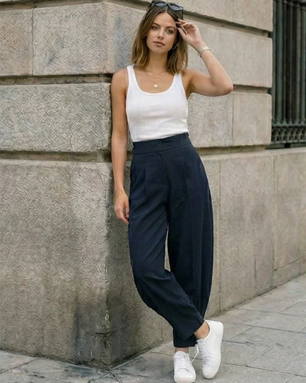 Chic High Waist Wide Leg Trousers
