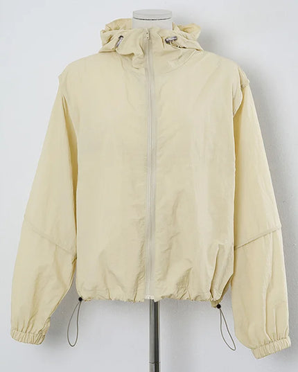 2025 New Women's Outdoor Windbreaker Jacket Lightweight Drawstring Sunscreen Coat Sportswear Sun Protection Clothing