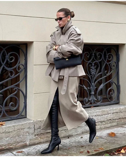 V-neck Belt Trench Coat: Chic & Versatile Style