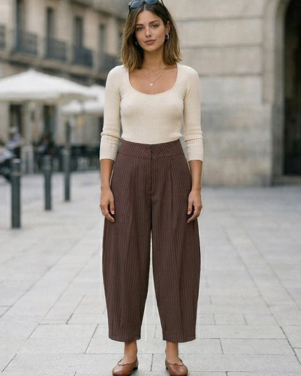 Chic High Waist Wide Leg Trousers