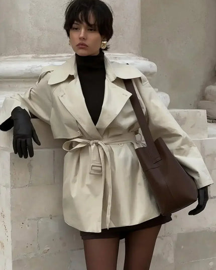 V-neck Belt Trench Coat: Chic & Versatile Style