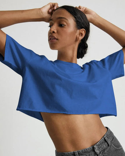 Vintage 100% Cotton Oversized T Shirt For Women Casual Solid Short Sleeve Tees Black Streetwear Top Sexy Cropped Tops