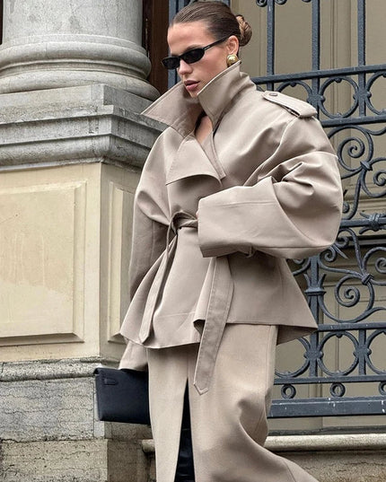 V-neck Belt Trench Coat: Chic & Versatile Style