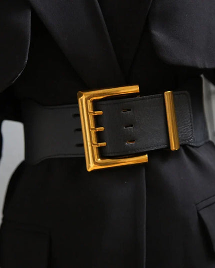 Chic Retro Elastic Wide Belt - Gold Buckle Fashion