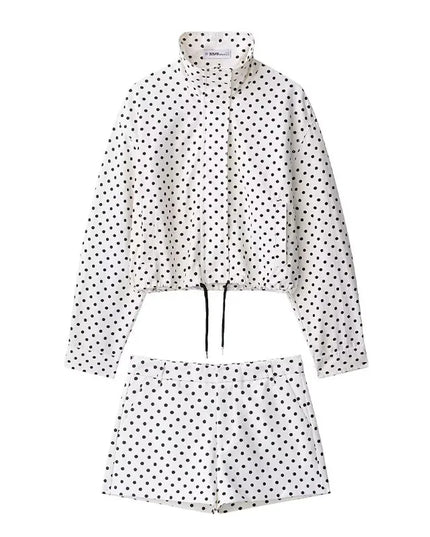 Chic Polka Dot Turtleneck Jacket