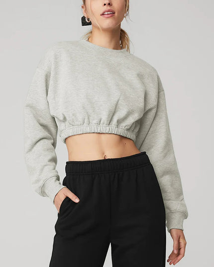 100% Cotton Cropped Hoodie Women Long Sleeve Pulovers Running Yoga Hooded Sweatshirts  Harajuku  Aesthetic Hooded Sudaderas