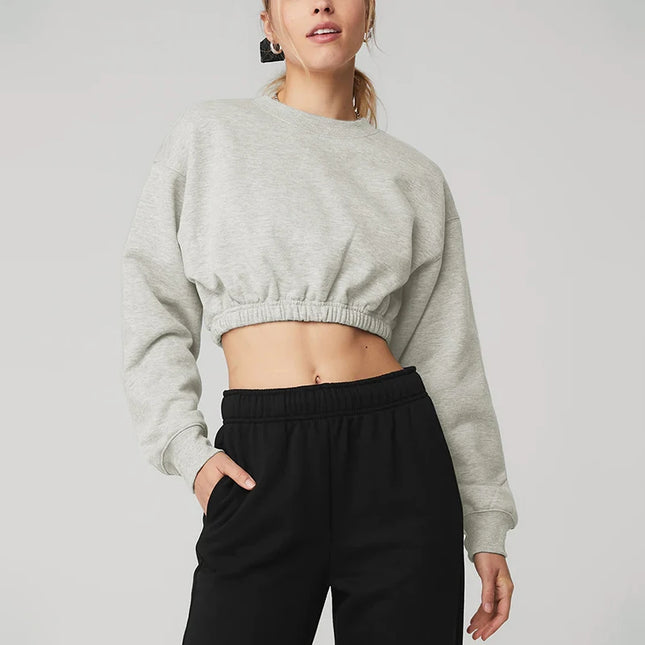 100% Cotton Cropped Hoodie Women Long Sleeve Pulovers Running Yoga Hooded Sweatshirts  Harajuku  Aesthetic Hooded Sudaderas