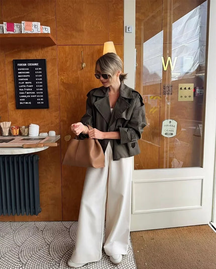 Chic Cropped Trench - Timeless Elegance