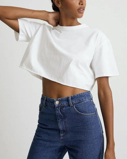 Vintage 100% Cotton Oversized T Shirt For Women Casual Solid Short Sleeve Tees Black Streetwear Top Sexy Cropped Tops