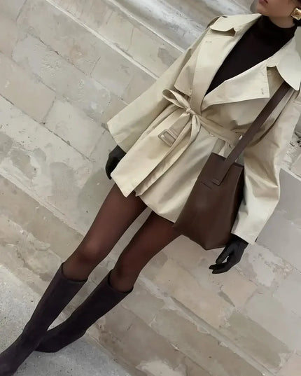 V-neck Belt Trench Coat: Chic & Versatile Style