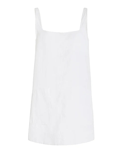 Summer Women's Linen Mini Dress 2025 New Chic Square Neck Sleeveless Loose Cotton Linen Straps Dresses With Pockets Vestidos
